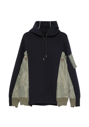sacai panelled zip-pocket hoodie - Blue
