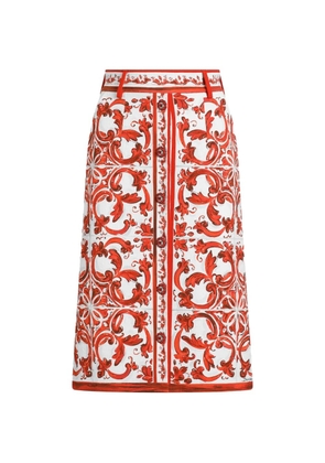 Dolce & Gabbana majolica-print brocade skirt - White