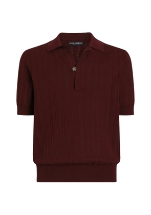 Dolce & Gabbana openwork cotton polo shirt - Purple