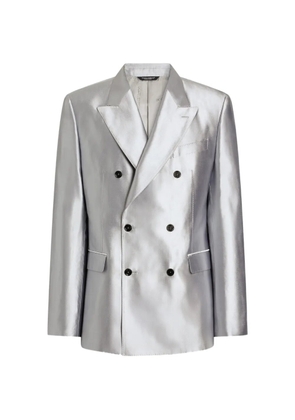 Dolce & Gabbana Sicilia Light double-breasted silk shantung jacket - Silver