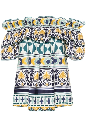 La DoubleJ Breakfast geometric-print blouse - Blue