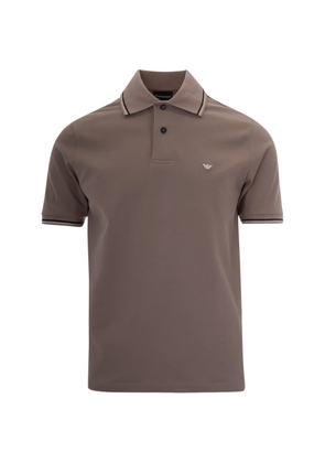 Emporio Armani logo-embroidered tipped polo shirt - Neutrals