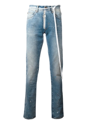 Off-White splitter print slim-fit jeans - Blue