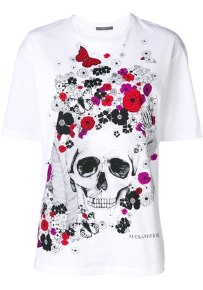 Alexander McQueen floral skull-motif T-shirt - White
