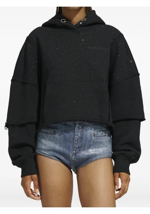 Khrisjoy crystal-embellished frayed hoodie - Black