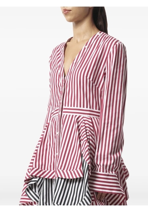 Alexander McQueen ruffled striped dress - Red