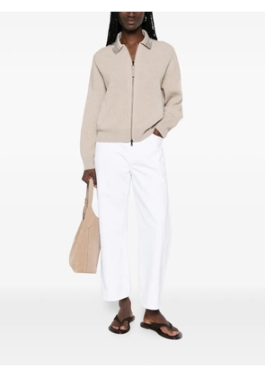 Brunello Cucinelli collar-embellished zip-up cardigan - Neutrals