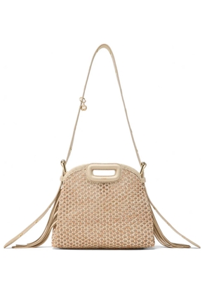 Maje fringed crochet-knit mini bag - Neutrals