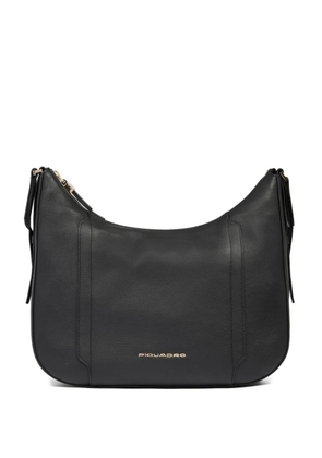 PIQUADRO logo-lettering leather crossbody bag - Black
