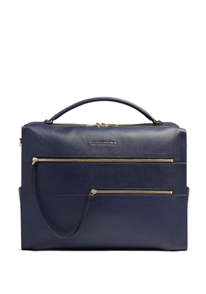 PIQUADRO 15,6' grained leather laptop bag - Blue