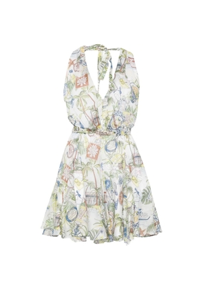 Maje postcard-print halterneck mini dress - White
