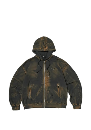 THUG CLUB distressed zip-fastening hoodie - Black