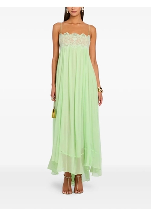 Retrofete Gypsy lace-trimmed asymmetric dress - Green
