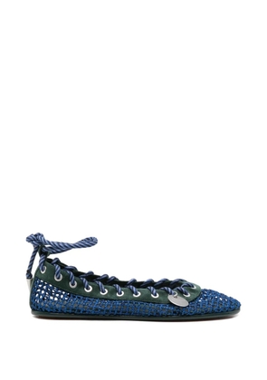 Kiko Kostadinov lace-up mesh ballet flats - Blue
