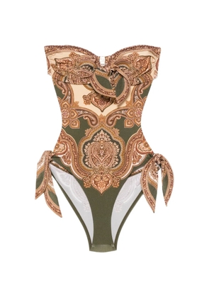 ZIMMERMANN Mahon Scarf paisley-print swimsuit - Green