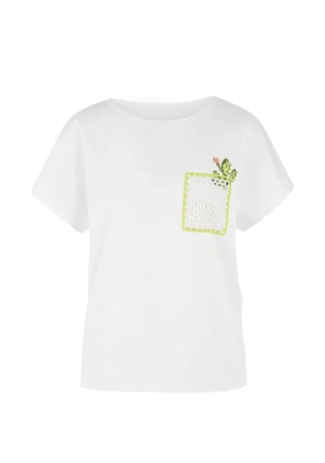 MARCCAIN crochet-patch cactus-embroidered T-shirt - White