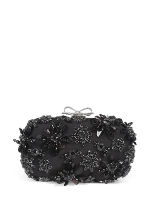 Self-Portrait embellished bow clutch bag - Black