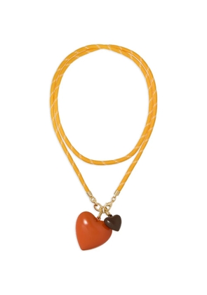 Roxanne Assoulin Happy Cord double-heart pendant necklace - Yellow