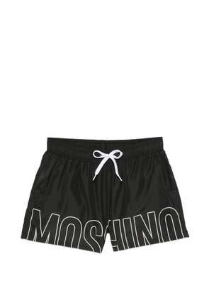 Moschino logo-print drawstring swim shorts - Black