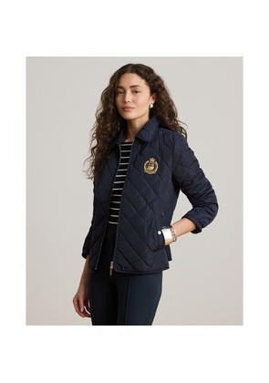 Crest-Patch Diamond-Quilted Jacket