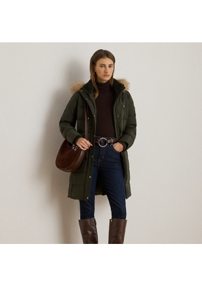 Faux Fur-Trim Hooded Down Coat