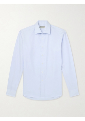 Canali - Herringbone Cotton Shirt - Men - Blue - EU 38