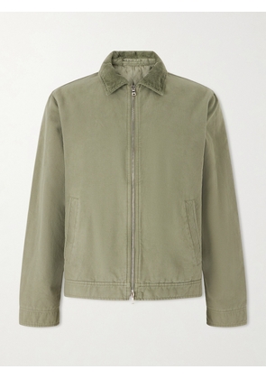 Mr P. - Corduroy-Trimmed Organic Cotton Coach Jacket - Men - Green - XS