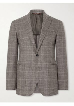Canali - Kei Prince of Wales Checked Linen Suit Jacket - Men - Brown - IT 46