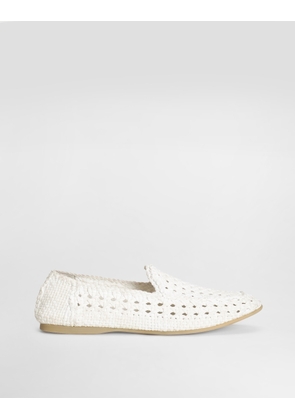 Dolce & Gabbana Slippers In Woven Fabric - Man Driver Shoes And Loafers White 39