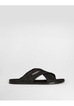Dolce & Gabbana Sandals In Raffia - Man Sandals And Slides Black 41.5