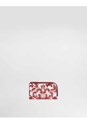 Dolce & Gabbana Majolica-print Calfskin Card Holder - Man Wallets And Small Leather Goods Multicolor Onesize