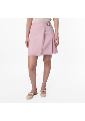 Burberry Frayed Edge Pleated Mini Skirt