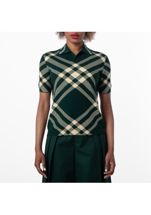 Burberry Check Pattern Wool Polo Shirt