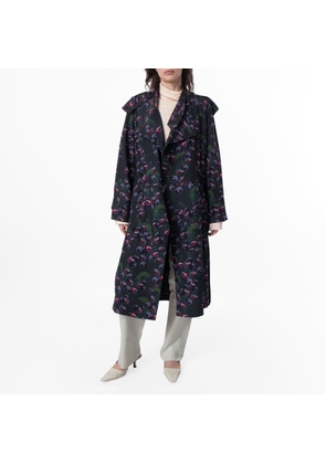 Burberry Cherry Print Belted Trench Coat