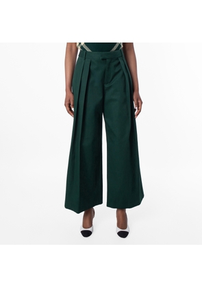 Burberry Pleated Cotton Wide-Leg Trousers