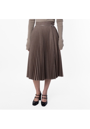 Burberry Pleated Wool Midi Skirt