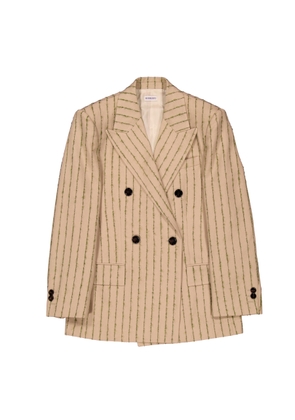 Burberry Striped Double-Breasted Wool-Mohair Blazer
