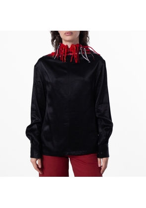 Burberry Long-Sleeved Check Scarf Top