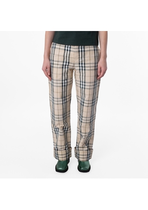 Burberry Check Plaid Cotton Trousers, Waist Size 27