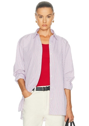 NILI LOTAN Yorke Button Down Top in Red & Blue Stripe - Red,Blue. Size M (also in ).