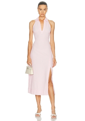 SIMKHAI Clairmont Midi Dress in Daisy Ivory - Pink. Size L (also in XS, S, M).