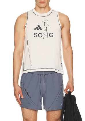 Adidas by Song for the Mute Running Singlet in Chalk White - White. Size M (also in L, XL/1X).