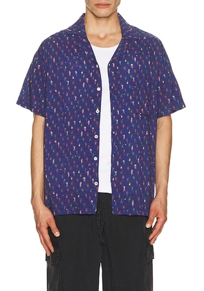 Arrels Barcelona Altinha x Malika Favre Camp Collar Shirt in Eco Blue in Eco Blue Altinha - Blue. Size S (also in M, L, XL/1X).