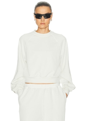 Beyond Yoga Fade Out Cropped Sweatshirt in Washed Vintage White - Ivory. Size S (also in XS, M).