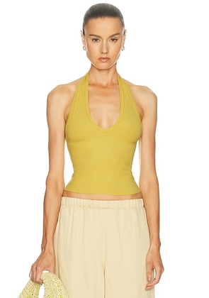 Eterne Halter Top in Saffron - Mustard. Size S (also in L, M, XL, XS).