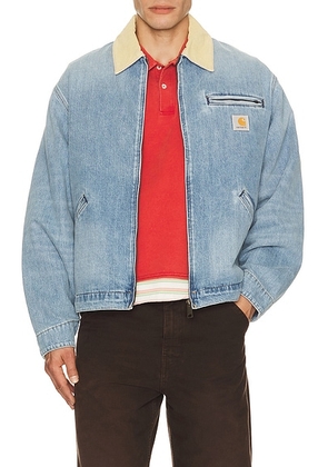 Carhartt WIP Og Detroit Jacket in Blue & Dusty Brown - Blue. Size S (also in M, L, XL/1X).