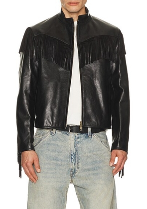 Austin Post Leather Fringed Western Cafe Racer in Black - Black. Size L (also in XL/1X).
