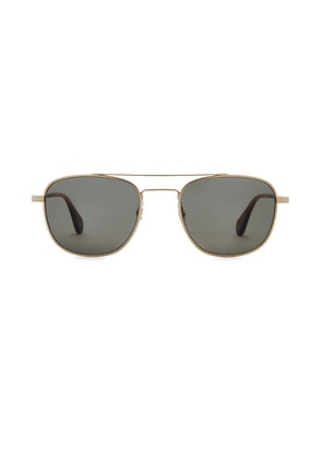 Garrett Leight Clubhouse II Sun in Gold Spotted Brown Shell & Green - Metallic Silver. Size all.