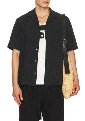 Corridor Paisley Embroidery Short Sleeve Shirt in Black - Black. Size XL/1X (also in S, M, L).