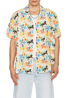 Arrels Barcelona Cowboy x Simmon Said Camp Collar Shirt in Eco White in Eco White Cowboy - White. Size L (also in S, M, XL/1X).